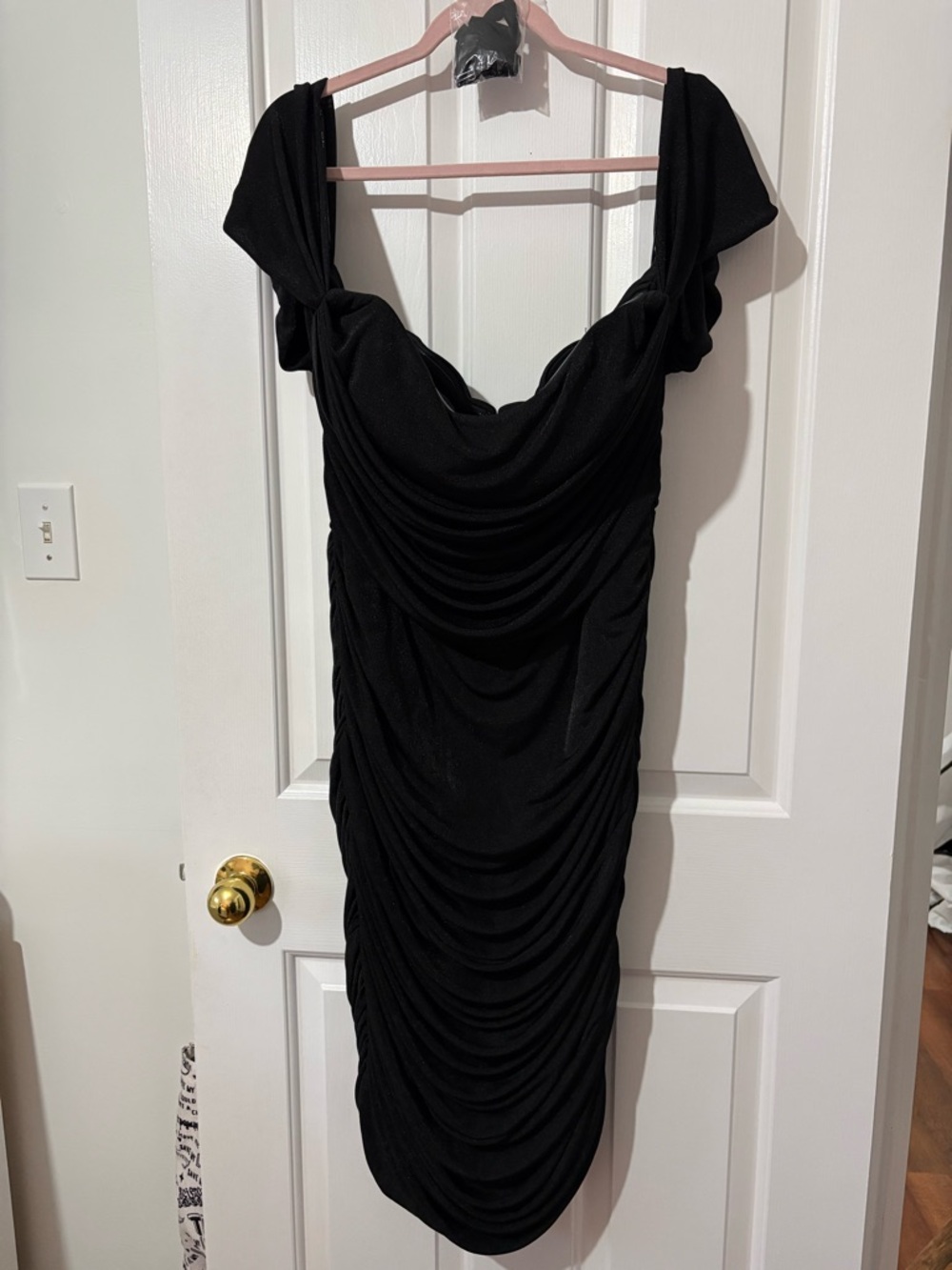 Elegant Black Draped Women’s Dress